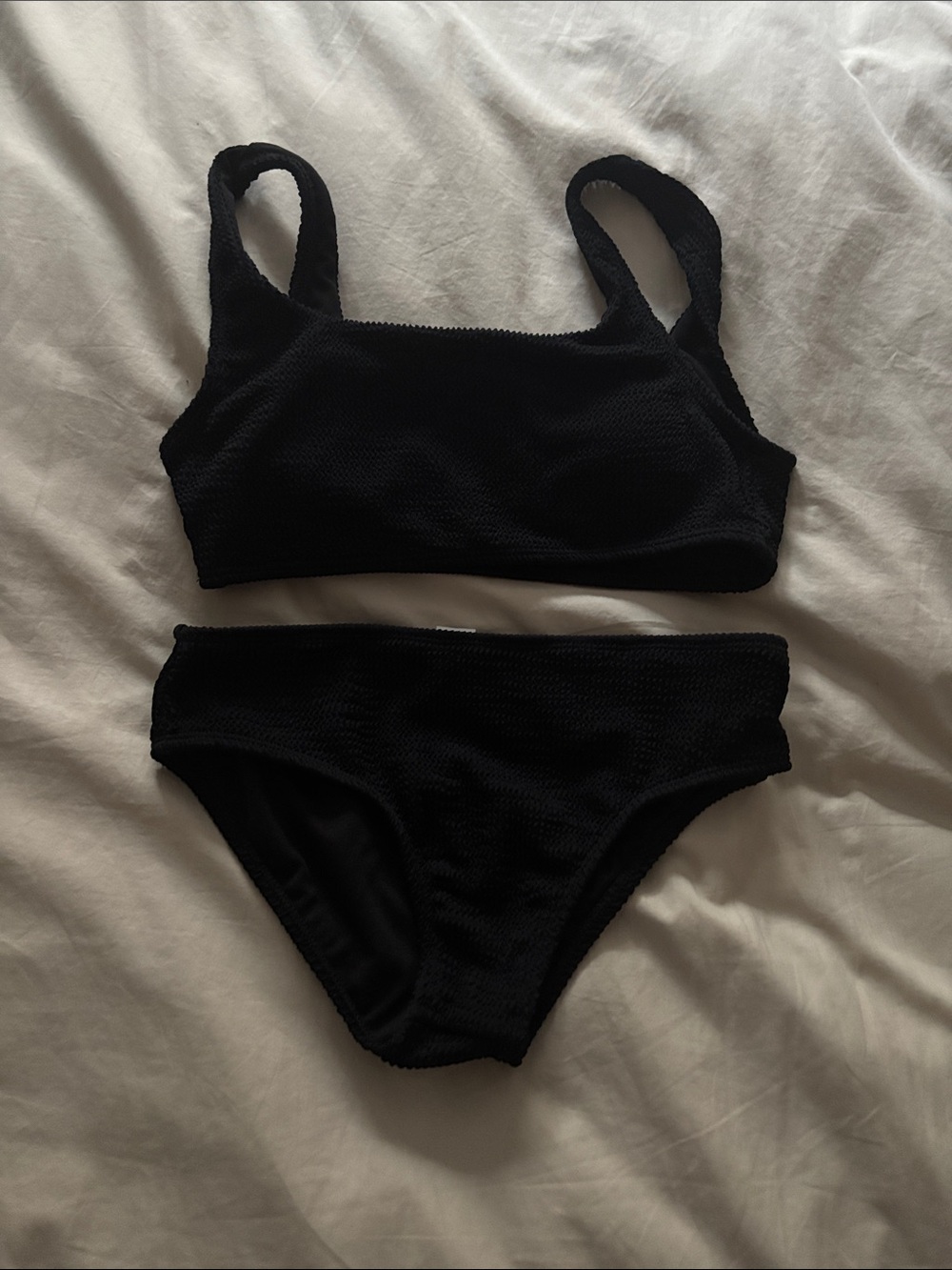 Limeapple Black Textured Kids Bikini Set